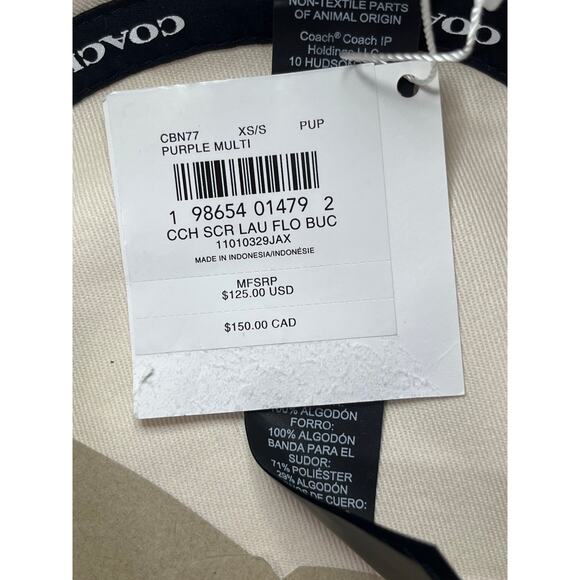 NWT Coach CBN77 Script Floral Print Bucket Hat Size XS/S - Picture 5 of 5